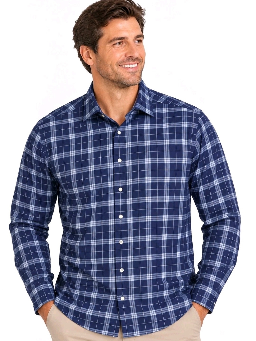 Peter Millar Men’s XL Blue Plaid Long Sleeve Button Down Shirt Business Casual